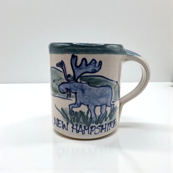 Great Bay Pottery New Hampshire NH Stoneware LG. Coffee Mug/ Moose 2007 Handmade - Picture 1 of 10